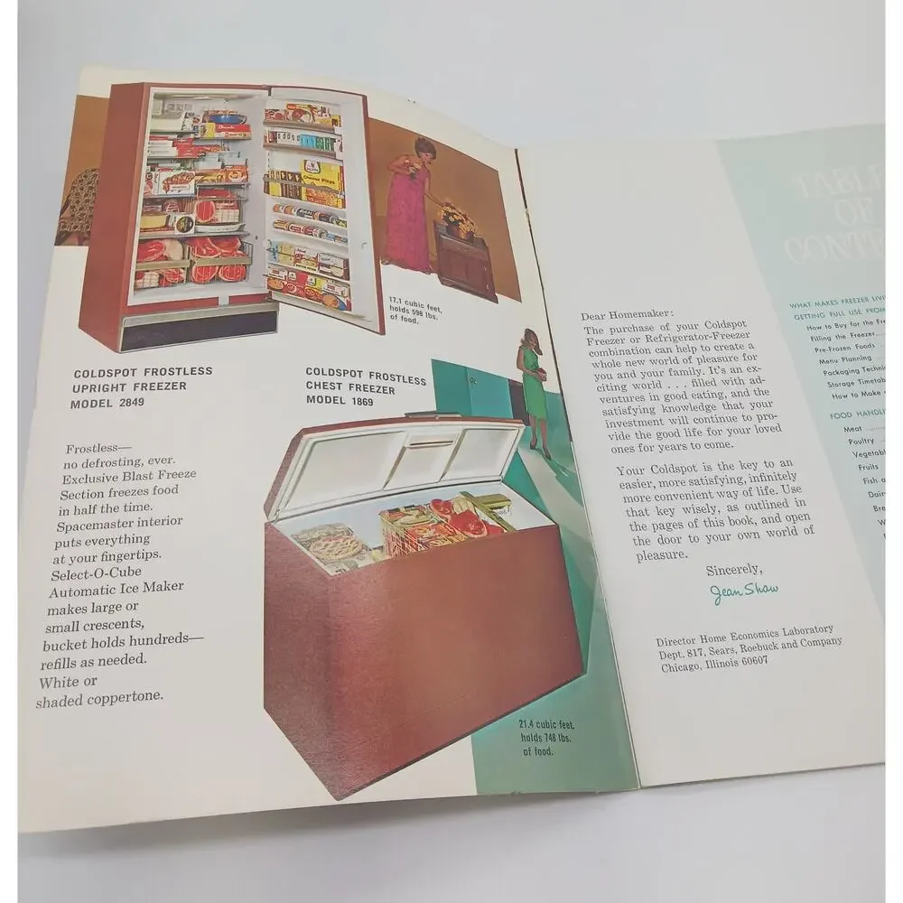 Vtg Sears Freezer Living Is Good Living W/ Coldspot Model 2849 1869 Guide Manual